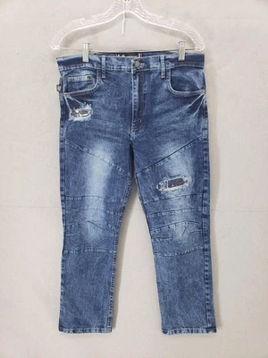 Akademiks Jeans Boys 16 Distressed Denim Moto Skinny Pants Biker Patch Youth - Image 1 of 4