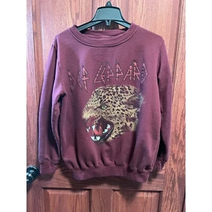 Sudadera Gráfica Def Leppard Cuello Redondo Estampado Leopardo Banda Granate Talla L - Imagen 1 de 4