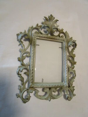 Antique Ornate Art Nouveau Cast Iron Picture Frame Easel Stand Numbered 11.25” T Foto 1 de 4