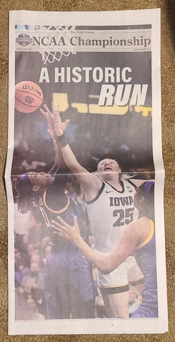 2023 IOWA HAWKEYES Women's Basketball NCAA Championship Newspaper Caitlin Clark Cover