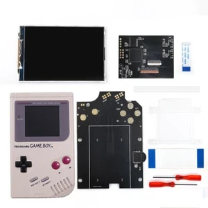 V5 Pro OSD Menu Full Size RIPS Backlight LCD+Pre-cut Gray Shell For GameBoy DMG - Picture 1 of 22