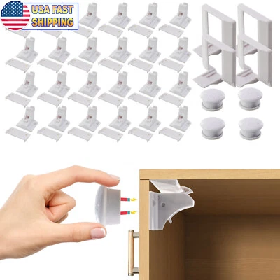 Magnetic Cabinet Locks Childproof Toddler Baby proof Drawer Door Safety Latches - Image 1 of 4