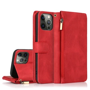 For iPhone 15 Pro Max 14 13 12 11 7 8 XR Leather Wallet shockproof Phone Case - Picture 1 of 18