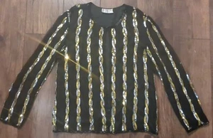 Vintage Royal Feelings Sequin Silk Lined Embellished Beaded Womens Jacket Sz XL - Picture 1 of 19