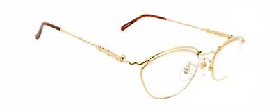 New Authentic renoma T28-9412 col 2A Japan 90s Vintage Gold Waves Eyeglasses NOS - Image 1 of 4