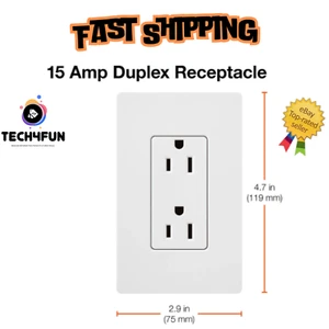 Claro 15A Duplex Receptacle, Satin (Biscuit) - Picture 1 of 4