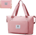 ZGWJ Travel Duffed Tote Bag, Waterproof Fold-able and Expandable Light Pink 