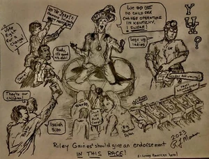 Signierte nummerierte limitierte Auflage politische Karikatur KY Gouverneur Rennen #27/250 Next - Bild 1 von 3