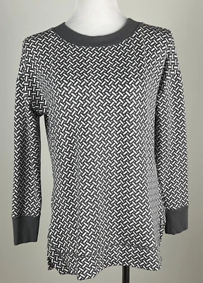 T от TALBOTS Petites L/S С Принтом Флисовая Подкладка МЯГКАЯ Толстовка Туника - MP, Серая - Изображение 1 из 4