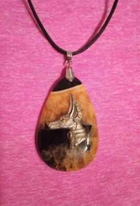 Anubis on agate necklace Pharaoh Hound  Egyptian  jewelry by Cindy A. Conter  - Picture 1 of 1