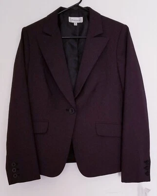 JOHN MEYER Womens Burgundy Suit Blazer SIZE 8  Stripe Longsleeve Notch Lapel - Image 1 of 4
