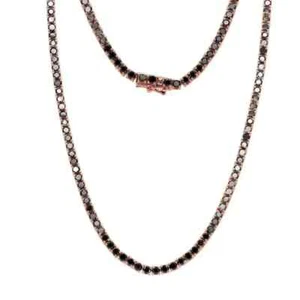 19Ct Round Cut Lab Created Black Diamond Women's Necklace 14k Rose Gold Plated - Picture 1 of 5