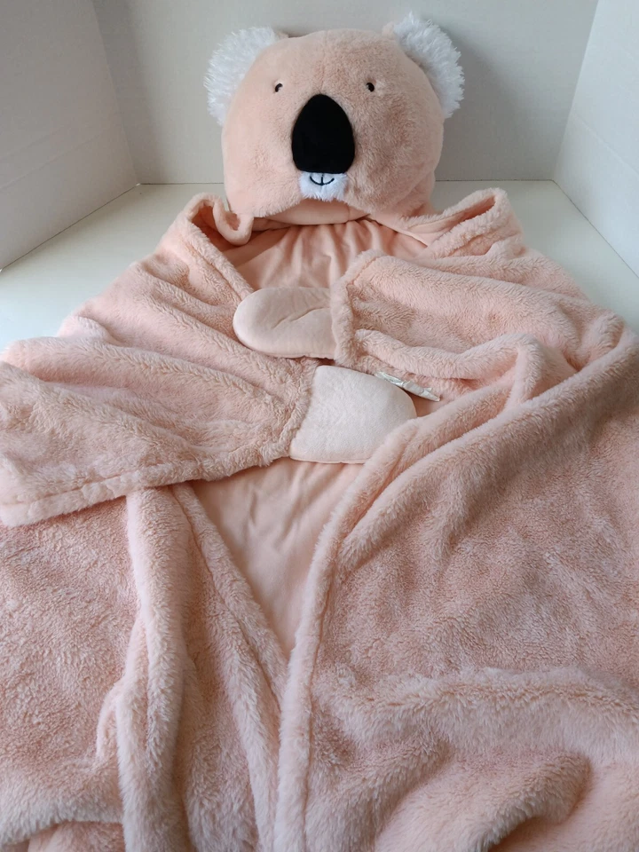 Koala Cabeza Capucha Mitón Estilo Manta Almohada Fuerte Niños Cálido Invierno Diversión Rosa Foto 1 de 4