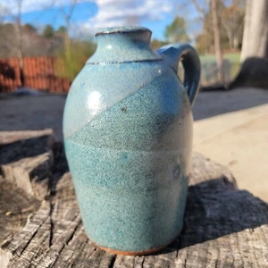 Rustic Folk Pottery Blue Glazed Primitive Jug by Harold Ferguson | 7.25" x 5" - Picture 1 of 7