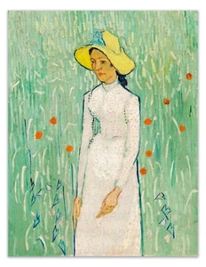Vincent Van Gogh GIRL IN WHITE 1890 Vintage Painting -Unframed- Premium Reprint - Picture 1 of 3
