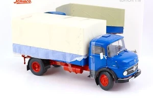 SCHUCO - 1966 MERCEDES BENZ L911 TRUCK TELONATO BLUE WITH CANVAS TOP 1:18 SCALE - Picture 1 of 4