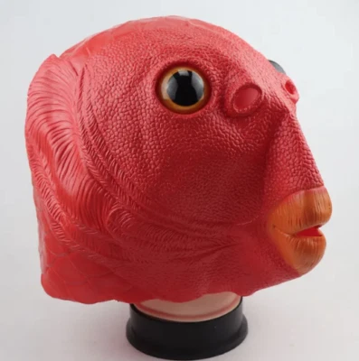 Green Fish Monster Latex Mask Full Head Cover Halloween Party Funny Cosplay Prop - Image 1 of 4