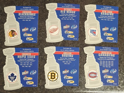 Set Of 6 2002 Labatt's Blue Beer NHL Original 6 Fridge Magnets Tough Set to Find Cover