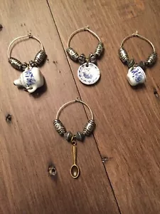 New Set Of 4 Handcrafted Wine Glass Charm Drink Markers (Crafted In Texas) - Picture 1 of 5
