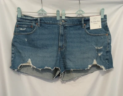 Pantalón Corto Abercrombie & Fitch Mamá 35/20 Azul Envejecido Tiro Medio Fray Dobladillo Foto 1 de 4