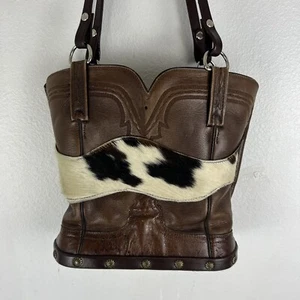 Custom Lucchese 2000 Cowboy Boots Western Luxury Shoulder Bag Brown Purse - Picture 1 of 6