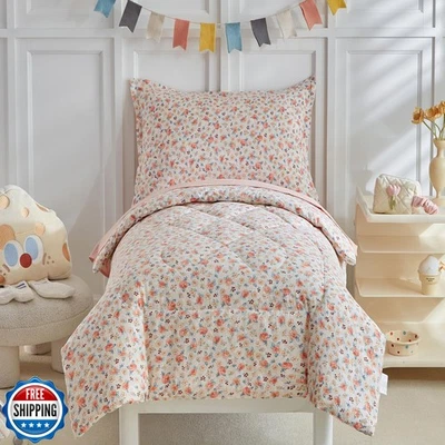 DuShow Juego de Ropa de Cama para Niñas, 4 Piezas Edredón Floral Niña Pequeña S Foto 1 de 4
