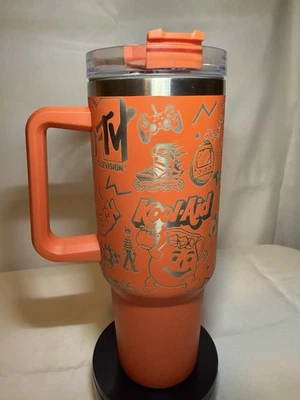Grabado láser 40 oz. Vaso aislante de acero inoxidable naranja con pajita Foto 1 de 4