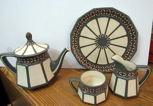 SELTENES VINTAGE VILLEROY BOCH 1910 METTLACH 3321 TEESERVICE 4-TEILIG (EZS003633) - Bild 1 von 12