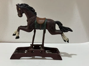 Cast Iron Rocking Horse Figurine Statue 8” Brown Horse With Springs Heavy Decor - Picture 1 of 6