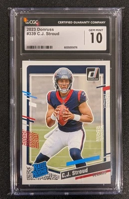 C.J. Stroud 🏈 2023 Donruss Rated Rookie RC #339 🏈 CGC 10 🏈 Texans - Image 1 of 2