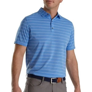 Camisa polo de golf FootJoy para hombre talla M a rayas abiertas Jersey Laguna/Blanco - Imagen 1 de 9