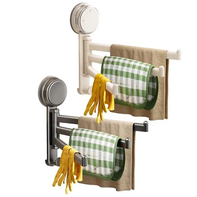 304 Stainless Steel Suction Cup Towel Holder Wall Mounted No Drill Space Saving - Image 1 of 4