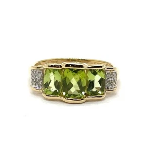 Peridot Lady's Stone & Diamond Ring 8 Diamonds .040 Carat T.W. 14K Y (EPJ026141) - Picture 1 of 5