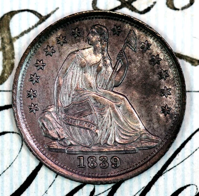 * 1839 * SOLID+ GEM BU MS SEATED LIBERTY HALF-DIME * FROM ORIGINAL COLLECTION - Image 1 of 3