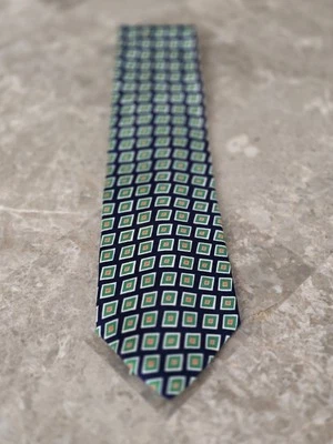 Corbata de seda vintage Chaps Ralph Lauren para hombre azul verde naranja estampado geométrico Foto 1 de 4