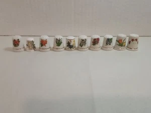 Lote De Colección X 10 Dedales De Porcelana Floral Coleccionables - Imagen 1 de 3