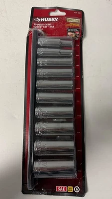 Husky 10 Piece Deep Socket Set - SAE - 3/8 Inch Drive - 6 Point - 634 689 - Image 1 of 2