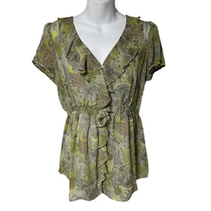 Camicia top blusa Odille Anthropologie seta pastello floreale volant impero 6 stravaganti - Foto 1 di 8