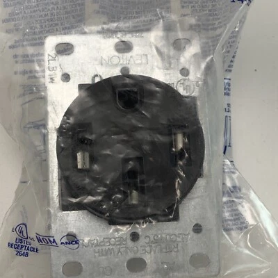 Leviton R10-00279-S00 50A 125/250V Duplex Black Outlet 3.75 Hx2.42 Wx1.57 D in. - Image 1 of 4