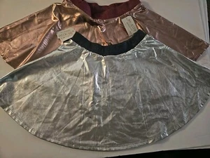 365  KIDS GIRLS PINK & SILVER METALLIC ELASTIC WAIST SKIRT LOT SIZE 8  - Picture 1 of 6