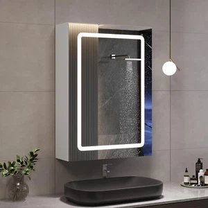 Spiegelschrank m. LED Badezimmer Spiegel Badezimmerschrank Beschlagfrei 50x70cm - Bild 1 von 12