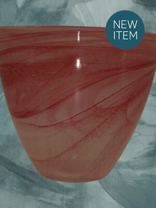 Hand Blown Pink Swirl Glass Vase - Picture 1 of 6