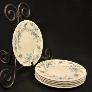 Myott 6 Bread Butter Plates Blue Forget Me Not Flowers M.970 PU Swirl 1959-1976 - Picture 1 of 11