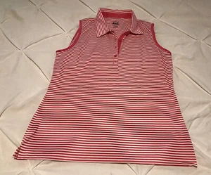EP Pro Tour Tech Barbie Pink Stripe Sleeveless Polo Womens Size M EUC - Picture 1 of 5