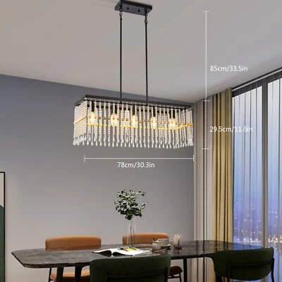 Modern Dining Room 5-Light Chandeliers E26 Rectangle Crystal Pendant Light Decor - Image 1 of 4