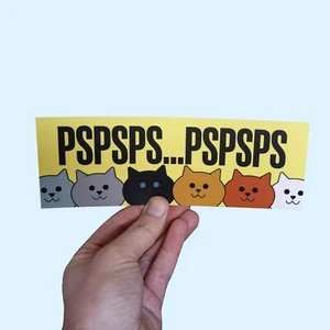 PSPSPS PSPSPS Cat Sticker! Funny Cat Lover Car Bumper Sticker, Meme sticker - Picture 1 of 2