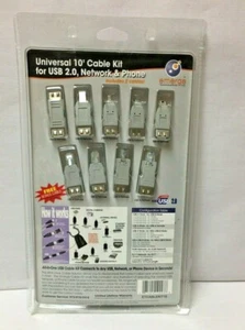 Emerge Universal 10’ Cable Kit For Usb 2.0, Network & Phone Computer NEW! - Picture 1 of 7
