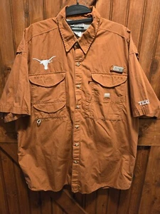 Texas Longhorns Shirt Mens Medium Orange Columbia PFG Performance Fishing Vented - Picture 1 of 11