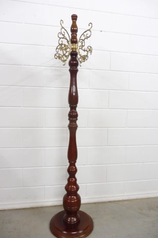 Wooden Vintage Standing Coat Rack Hall Tree Coat Rack 1960s Demountable Cover