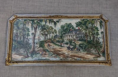 Antiguo marco de madera plateado con oro vidrio original de principios de 1900 33"x 20" Foto 1 de 4